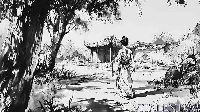 AI ART Monochrome Asian Art