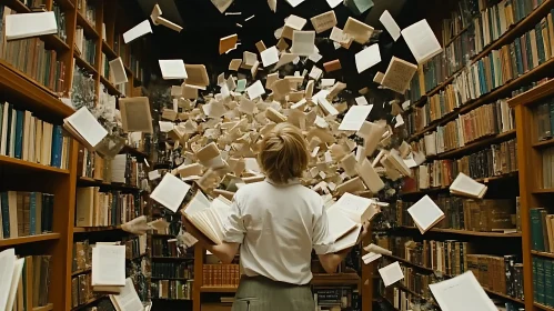 Whirlwind of Books in Library