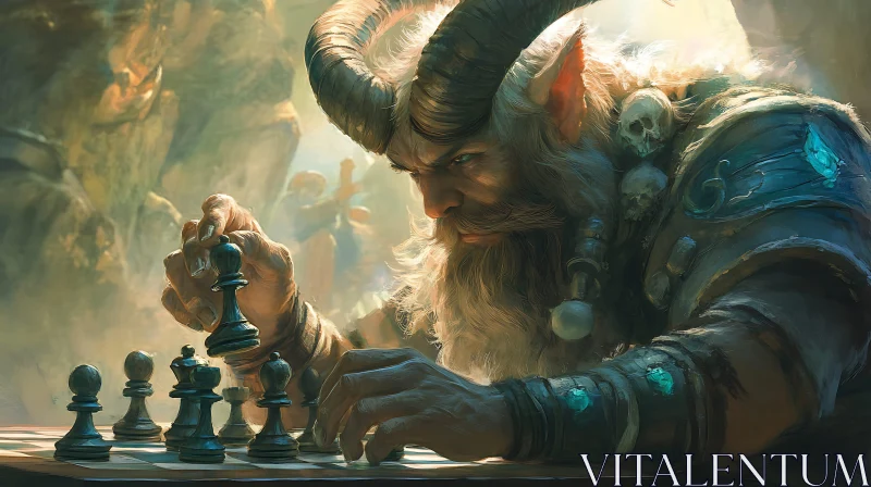 AI ART Minotaur's Strategic Chess Move