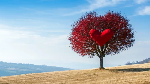 Tree with Heart Pillow Landscape