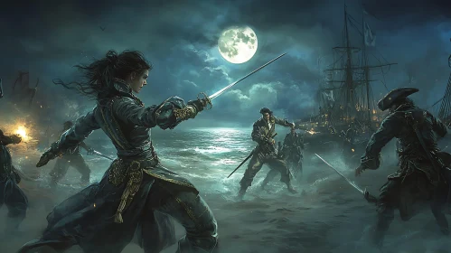 Pirate Swords Under Moonlight