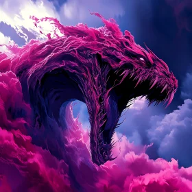 Pink Cloud Dragon in the Sky