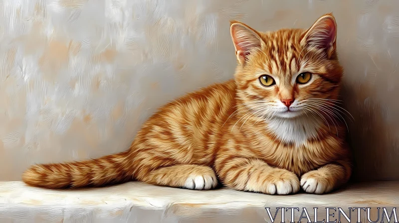 Adorable Ginger Cat Relaxing AI Image