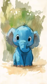 Charming Blue Elephant Art