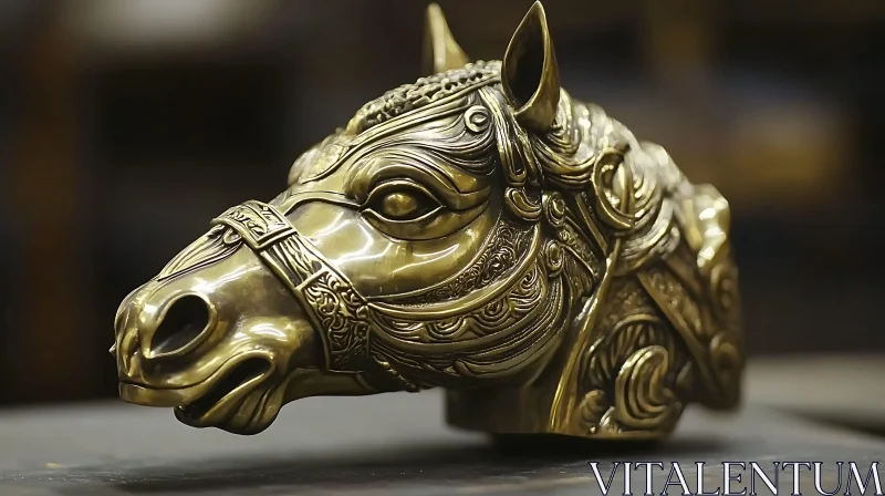 AI ART Detailed Metal Horse Art Piece