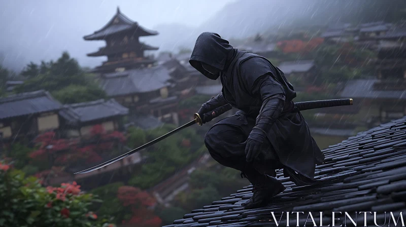 AI ART Silent Warrior: Ninja in the Mist