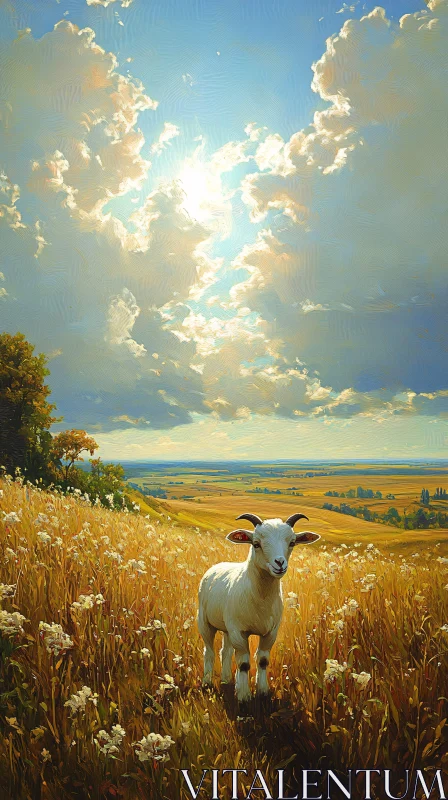 Pastoral Harmony of Nature AI Image