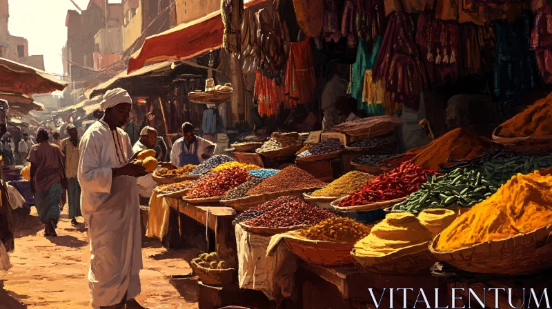 AI ART Colorful Spices in Traditional Market