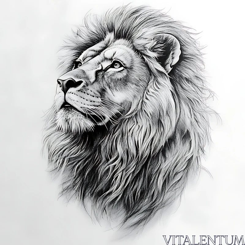 AI ART Monochrome Lion Art