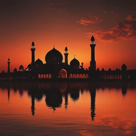 Mosque Sunset Reflection
