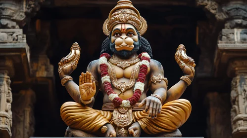 Ornate Hanuman Deity Sculpture