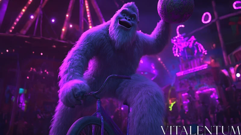 Joyful Yeti Circus Act AI Image