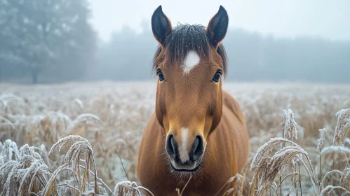 Frosty Field Horse Portrait