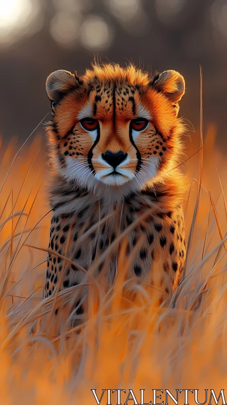 Cheetah Amidst Golden Grasses AI Image