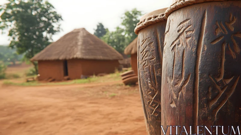 AI ART African Village Scene with Tribal Drums