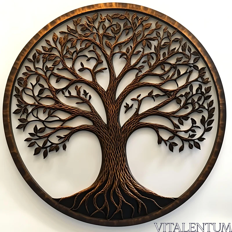 Circular Tree Carving AI Image