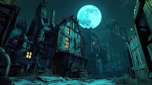 Moonlit Urban Scene