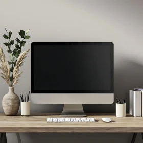 Modern Office Desk with Computer and Decor