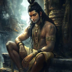 Serene Man in Deep Thought Art