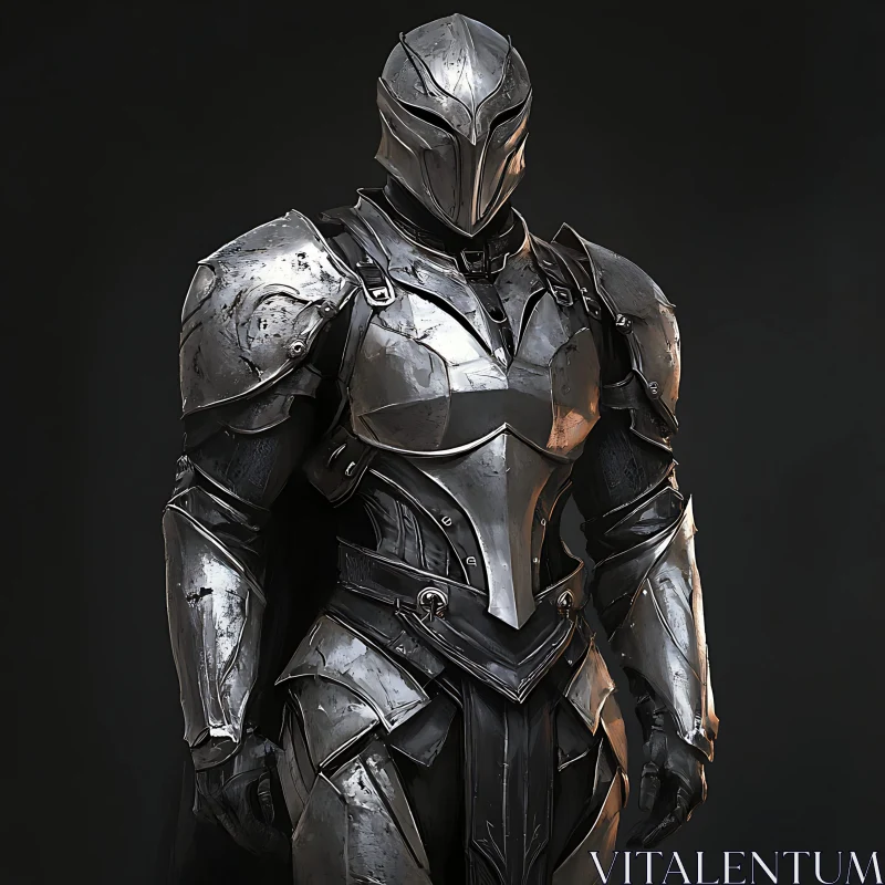 AI ART Metal Armor Knight in Dark Background