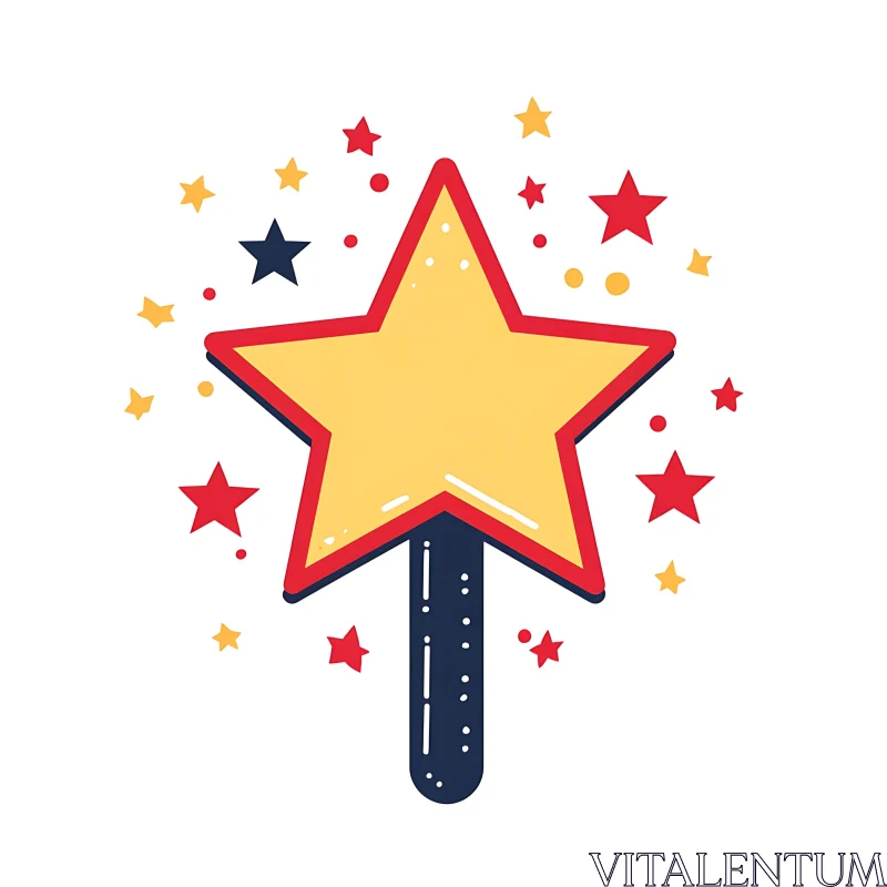 AI ART Golden Star Magic Wand Illustration