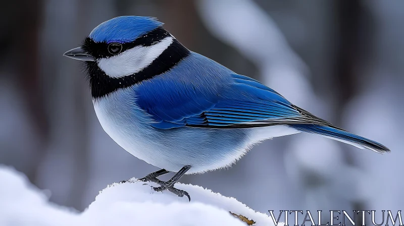 Winter Bluebird in Snow AI Image