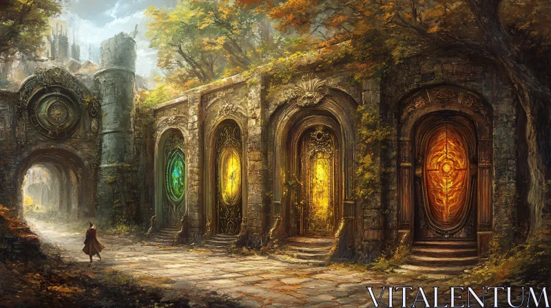 AI ART Magical Doors in Stone Walls