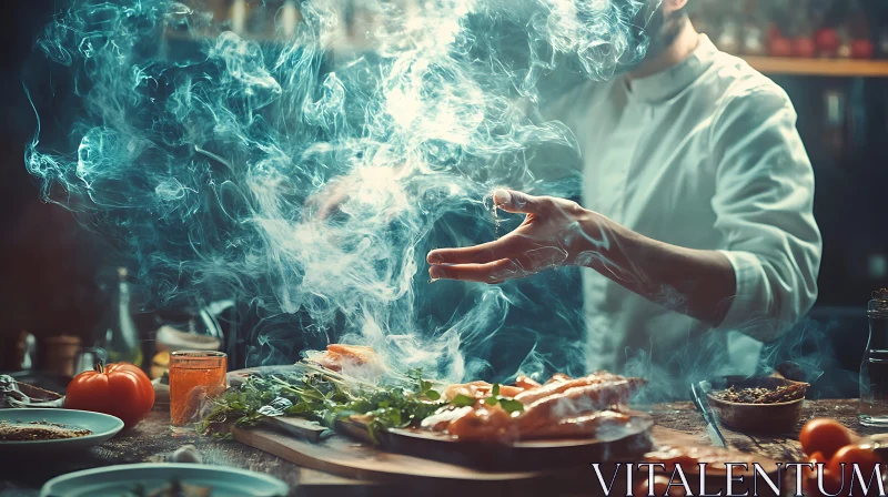 Chef's Touch: Smoke-Kissed Culinary Creation AI Image