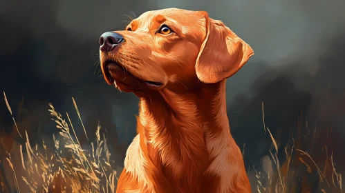 Illustrated Retriever in a Field