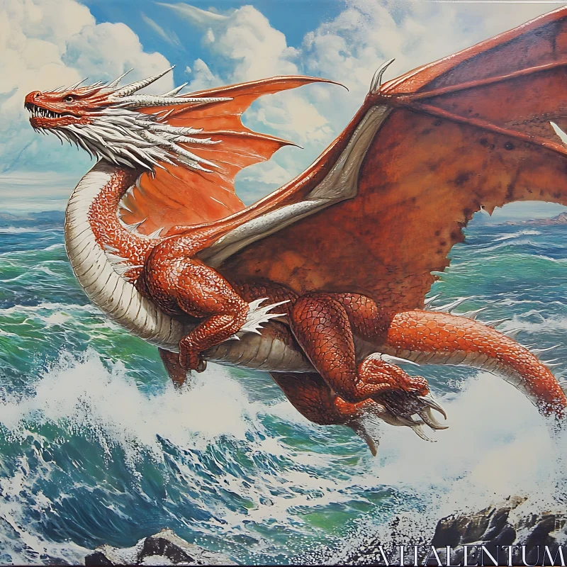 AI ART Dragon Over the Ocean