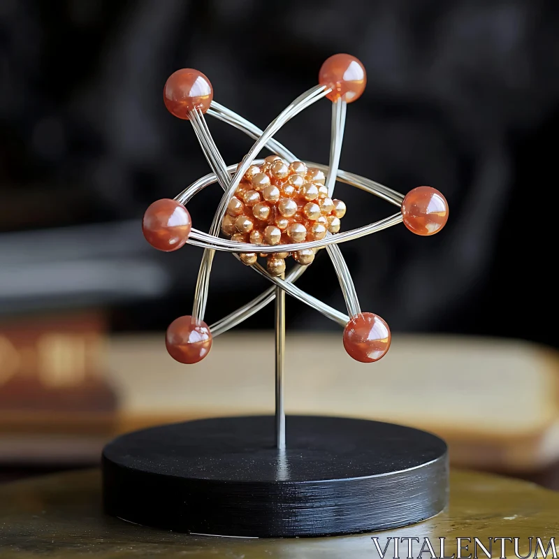 Elegant Copper and Silver Atom AI Image