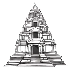 Detailed Drawing of Ancient Temple