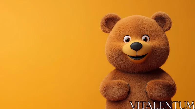 Adorable Teddy Bear on Orange AI Image