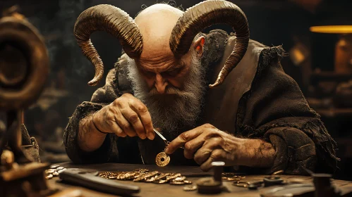 Artisan with Horns: Crafting Gold Jewelry