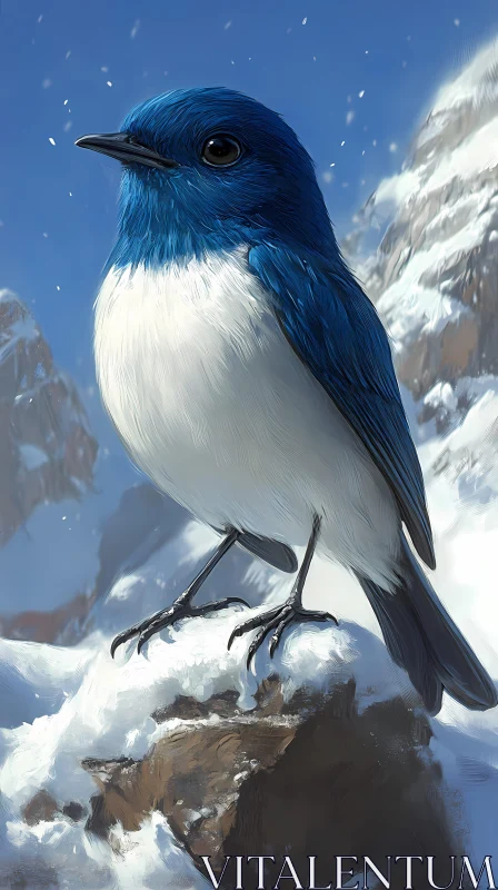 Mountain Bird in Blue AI Image