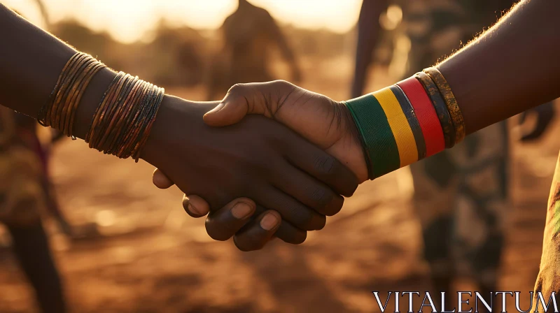 AI ART Close-Up of a Handshake with Bracelets