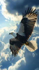 Eagle Flying in the Clouds