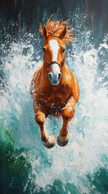 Horse Splashing Painting