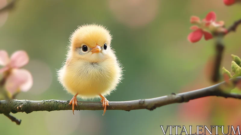 Tiny Bird Perched on a Branch AI Image