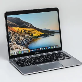 Minimalist Silver Laptop with Nature Screen