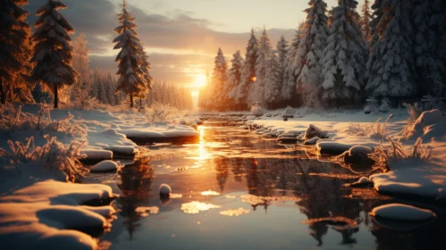 Atmospheric Woodland Image: Sun Setting Over Snowy River
