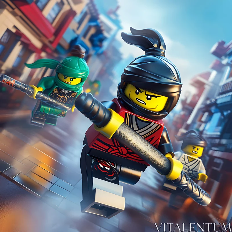 Lego Ninja Figures in Action AI Image