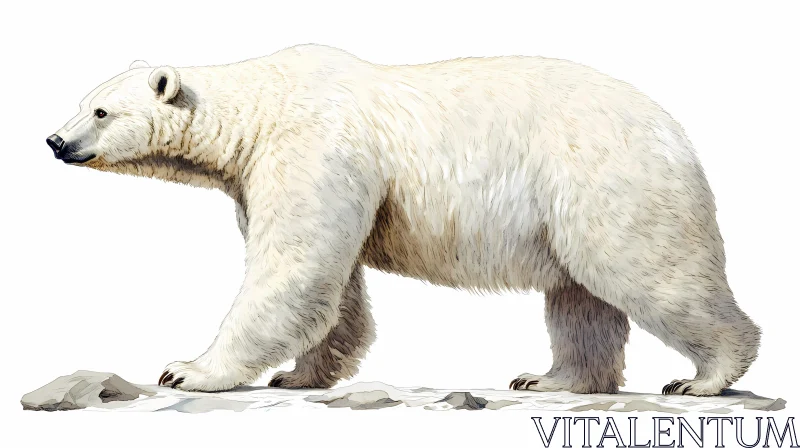 Arctic Polar Bear Traversing Snow AI Image