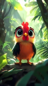 Colorful Cartoon Jungle Bird