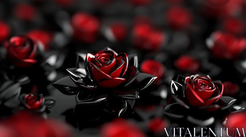 Glossy Roses in Contrasting Colors AI Image