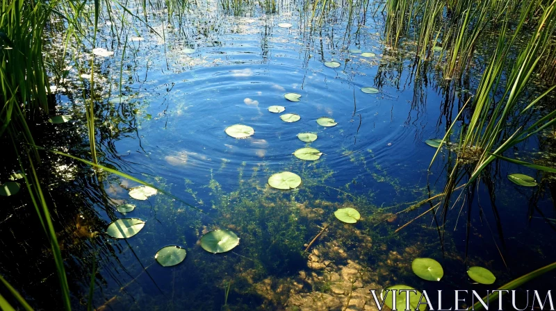 Tranquil Water Body Surrounded by Nature AI Image