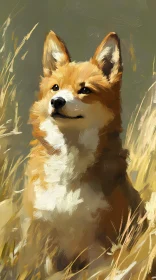 Golden Furred Dog in Natural Setting