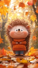 Charming Hedgehog Amidst Fall Leaves