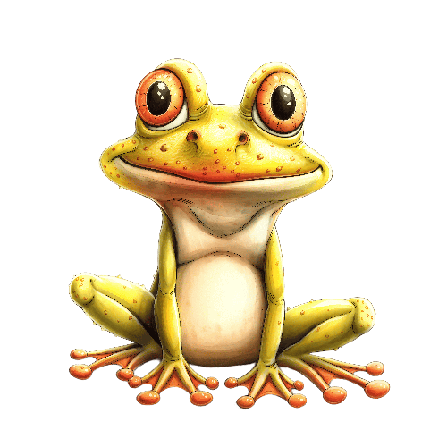 Cheerful Cartoon Frog T-Shirt Design - Bright Yellow POD Design