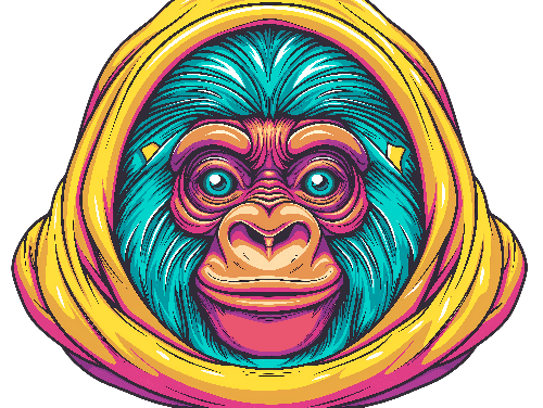 POD Design Colorful Monkey Face Illustration - Ideal for Merchandise